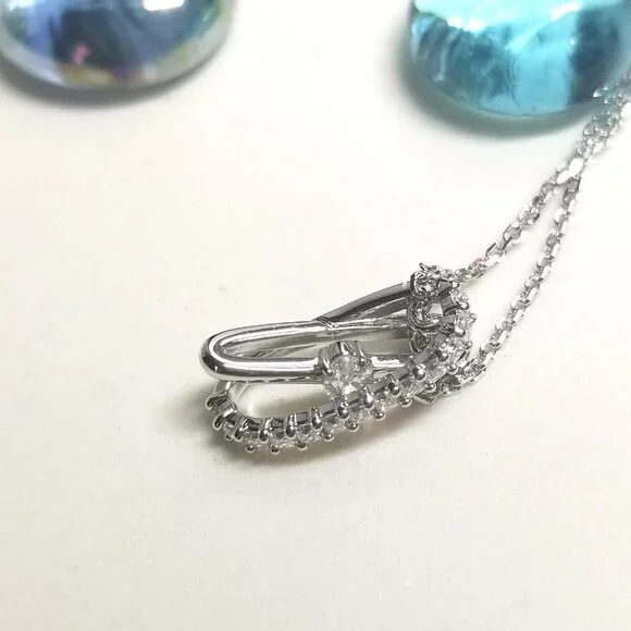 💞Authentic Swarovski Hyperbola Necklace Mixed Cuts Twist Clear Crystal Pendent